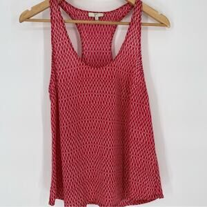 Joie Silk Red Patterned Women's Tank Top Luxury Lightweight Summer Vacation S